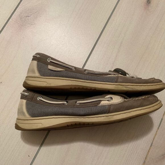 womens Sperry boat shoes 9 tan grey slip on - Picture 3 of 6